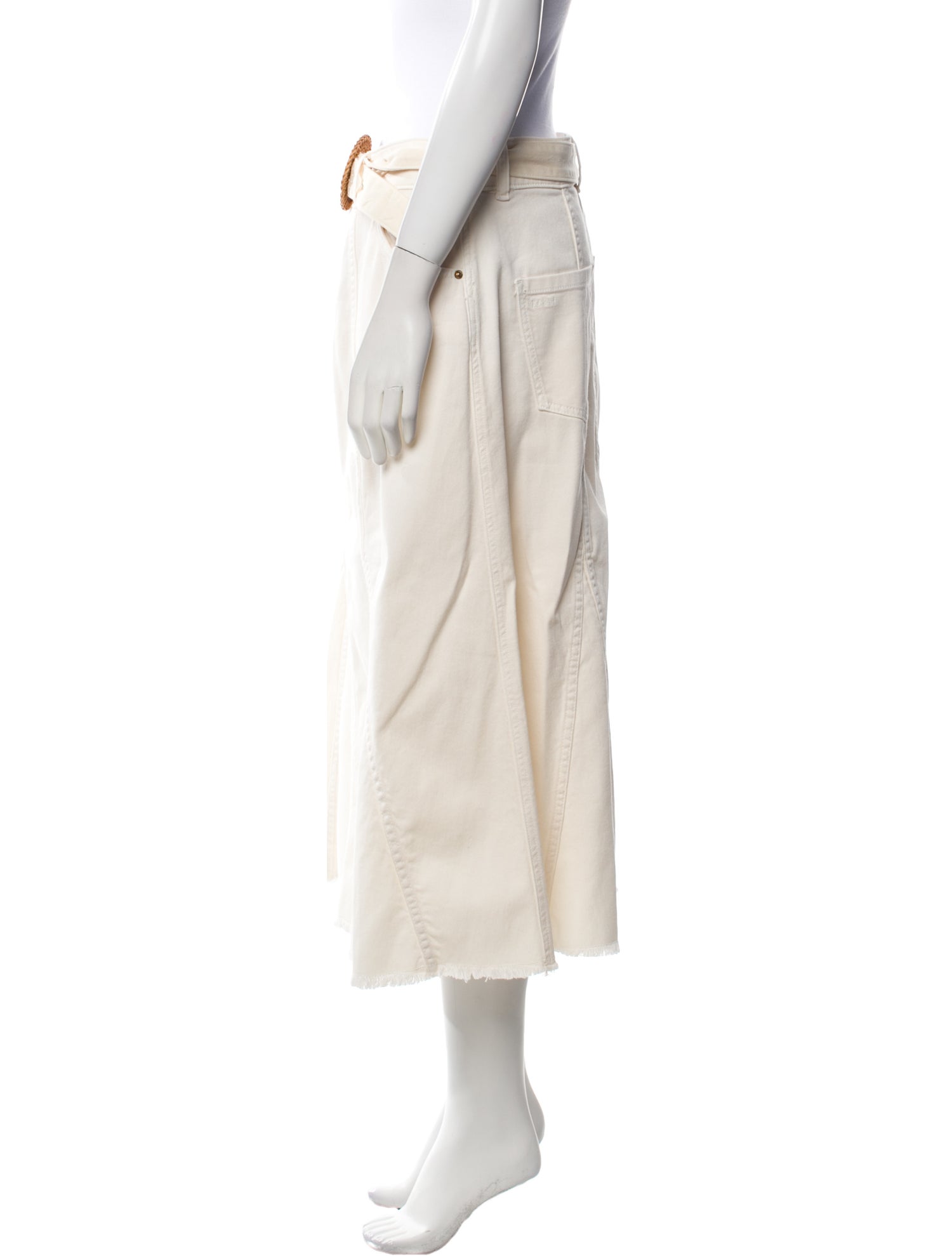 BA&SH Raw-Edge Trim Midi Length Skirt